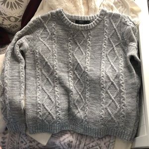 OBEY Grey crewneck cable knit sweater